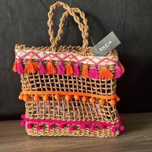 SHEIN VCAY Woven Handbag, For Teenagers, Trendy Wicker Bag